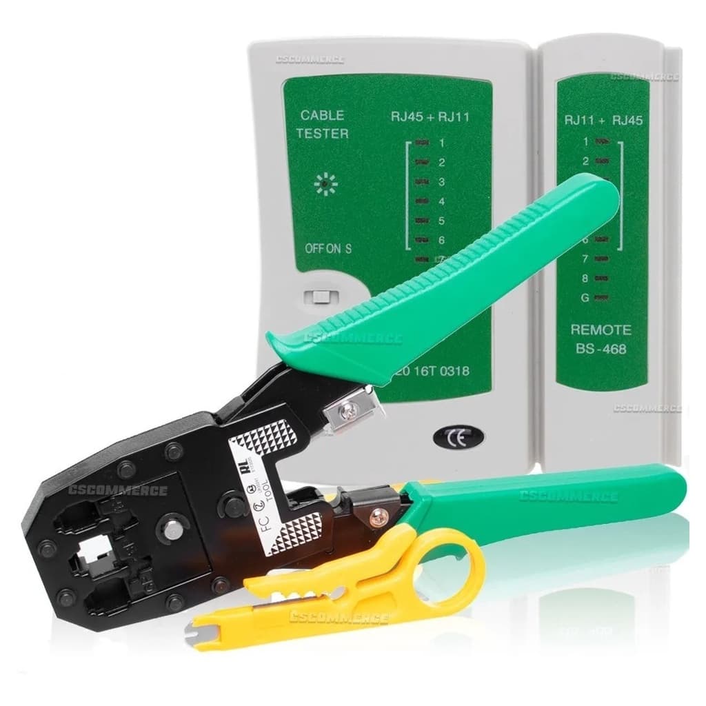 Kit Crimpar Alicate  Crimpagem Decapador Desencapar E Testador De Cabo De Rede Lan Telefonia Cabos