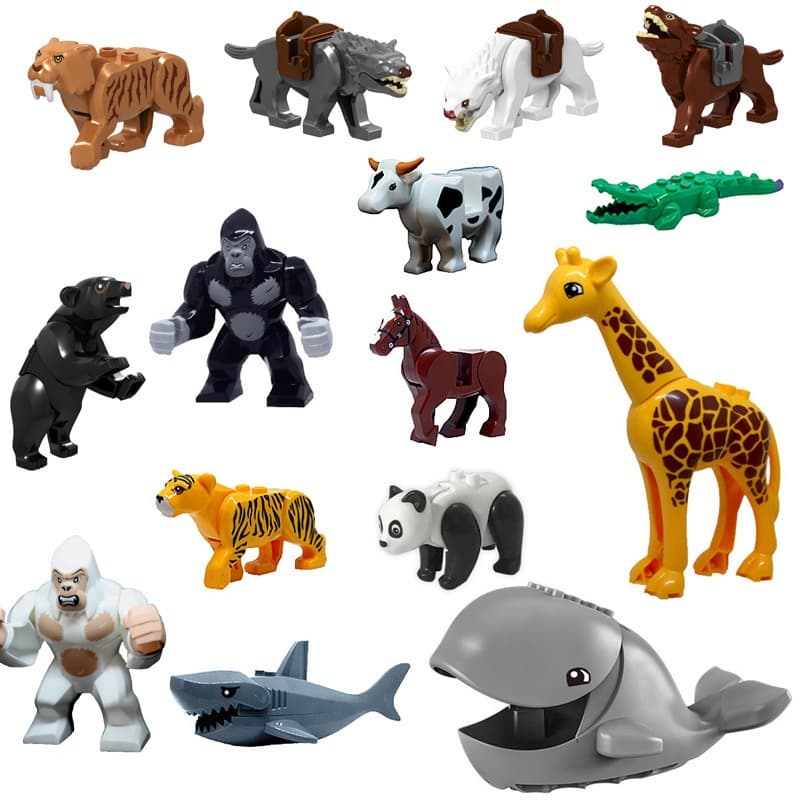 18 Estilos Do Mundo animal/Gorila/Crocodilo/Tubarão/tiger/Brinquedos De Blocos De Construção