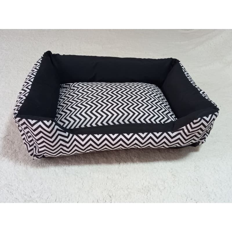 Cama Caminha de Cachorro ou Gato Tamanho G  65 x 55 Chevron Preto