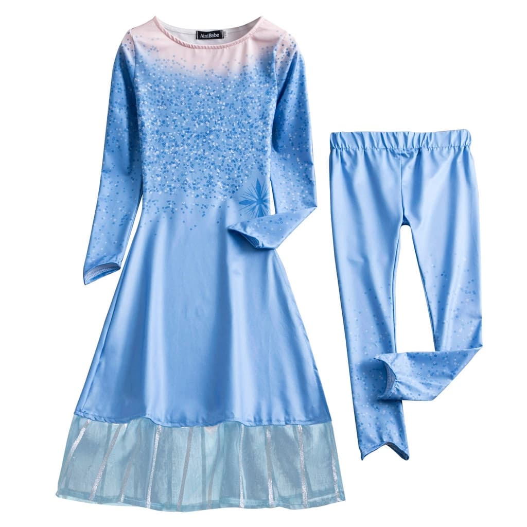 Conjunto Infantil Fantasia Vestido Elsa Frozen 2