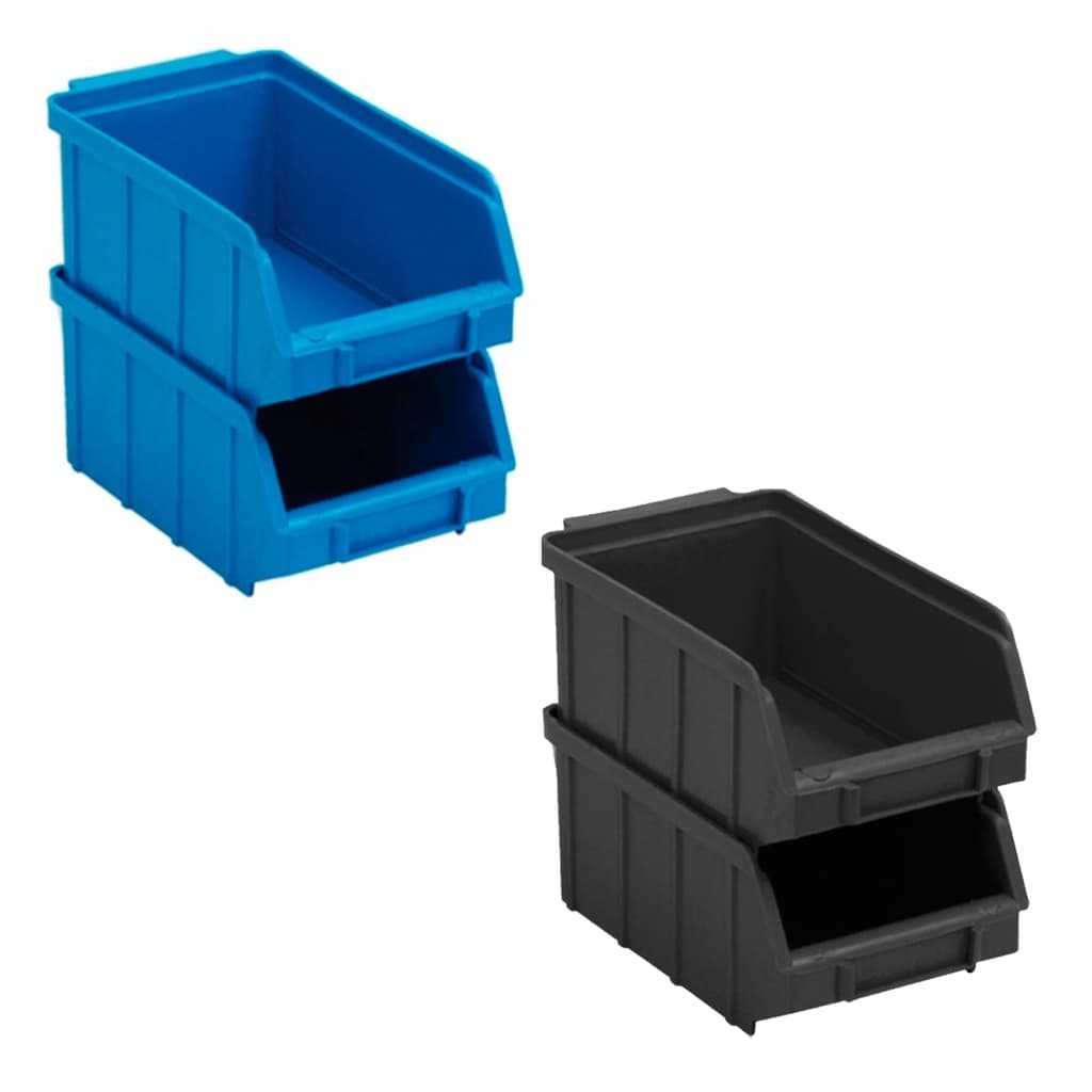 Kit 30 Caixas  N°4 Gaveteiro Plástico Preto ou Azul Organizador de Parafusos
