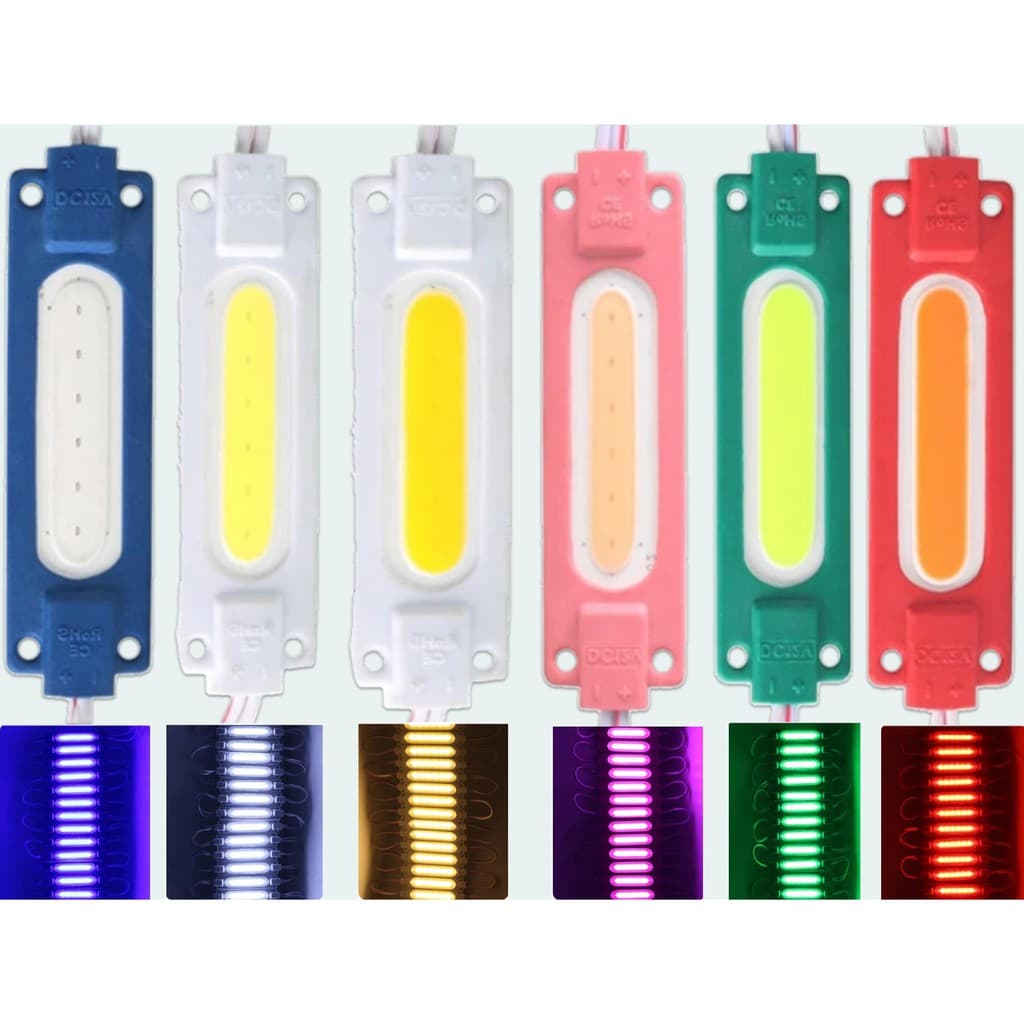 Pacote Com 02/04/06 Módulo Led Cob 12V IP65 Prova Da Agua Modulo Injetado Com 6 Leds