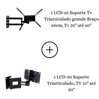 Combo suporte tv tri articulado braço longo grande e suporte tri arcticulado ate 50