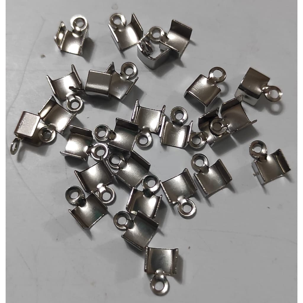 Terminal quadrado 3mm Prata  - 50 pçs para bijuteria artesanato - Planeta das artes