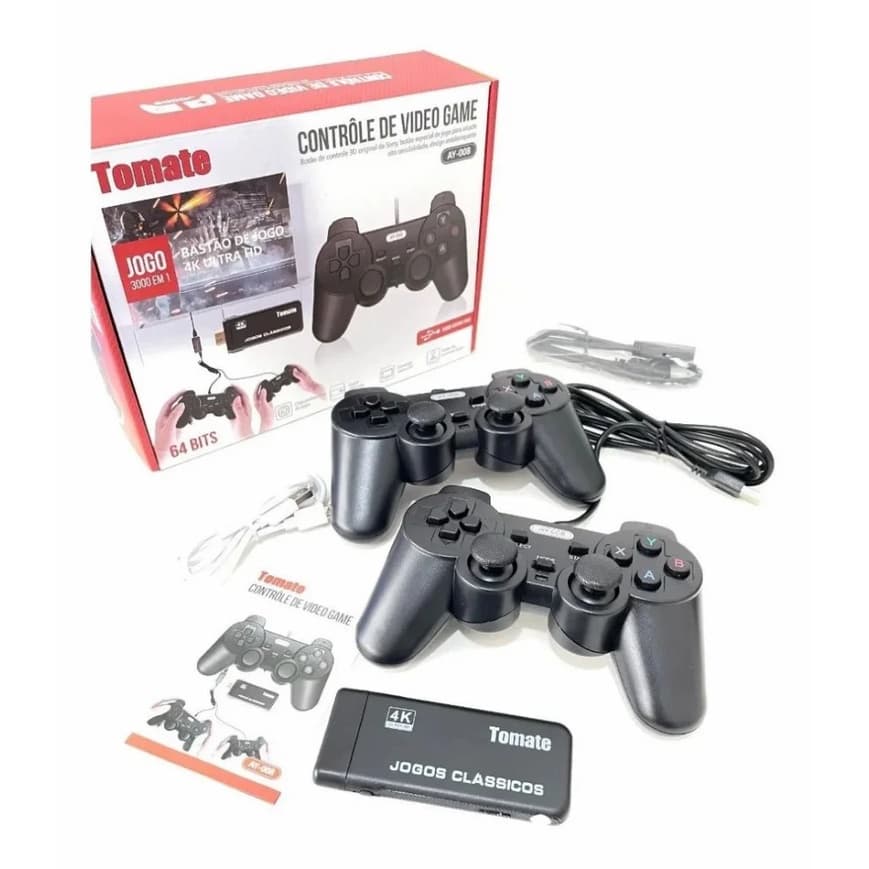 Video Game Stick Retrô 3.000 Jogos Clássicos com 2 Controles com Fio Tomate AY-008