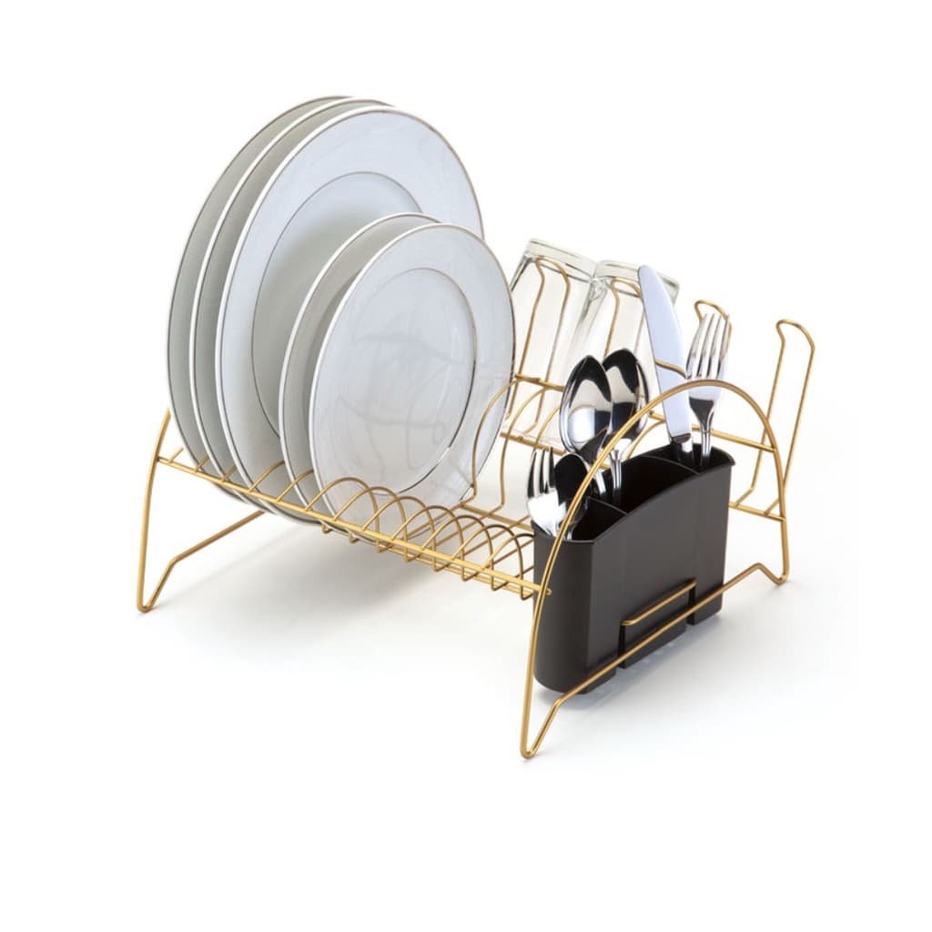 Escorredor de Louças Aço com Porta Copos Dourado Fosco Arthi