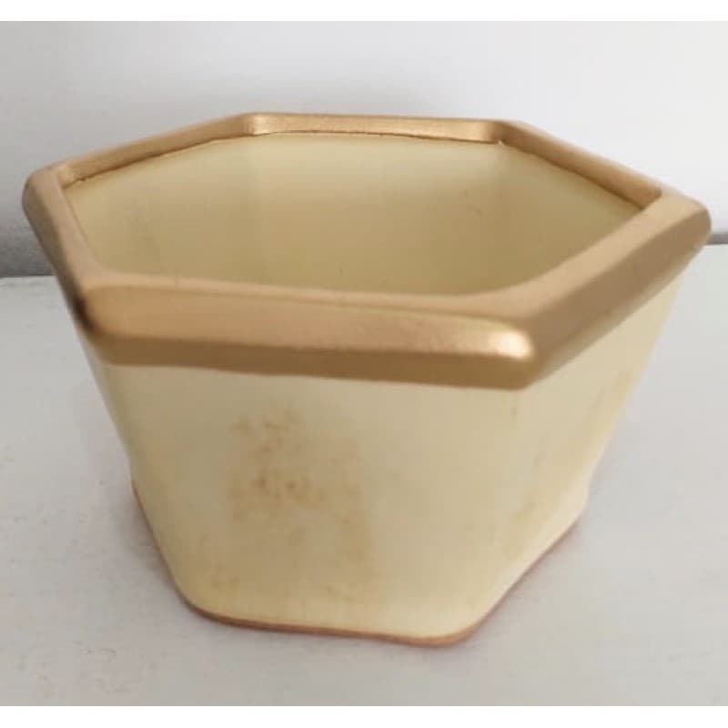 ⚱️ Vaso Cestavado com Borda Dourada / vasinho decorativo / cachepot de decoração / Cachepô Luxuoso Grego Luxo / sala jardim área externa cozinha dourado de cerâmic ceramica