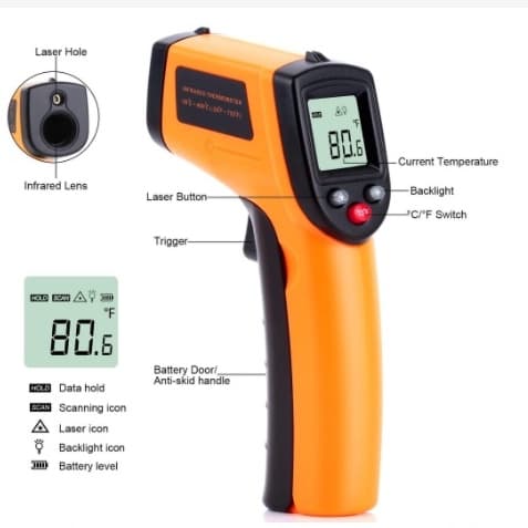 Termômetro Laser Digital Industrial Temperatura -50 A 380°c