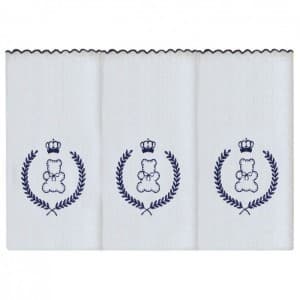 Kit 3 Fraldas de Ombro Bordada Urso Imperal Tecido Toalha Fralda Dupla 100% Algodão