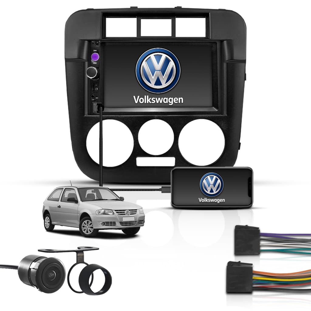 Kit Central Multimidia 2Din Mp5 Bluetooth Espelhamento Volkswagen Gol G4 - SEM ADAPTAÇÃO