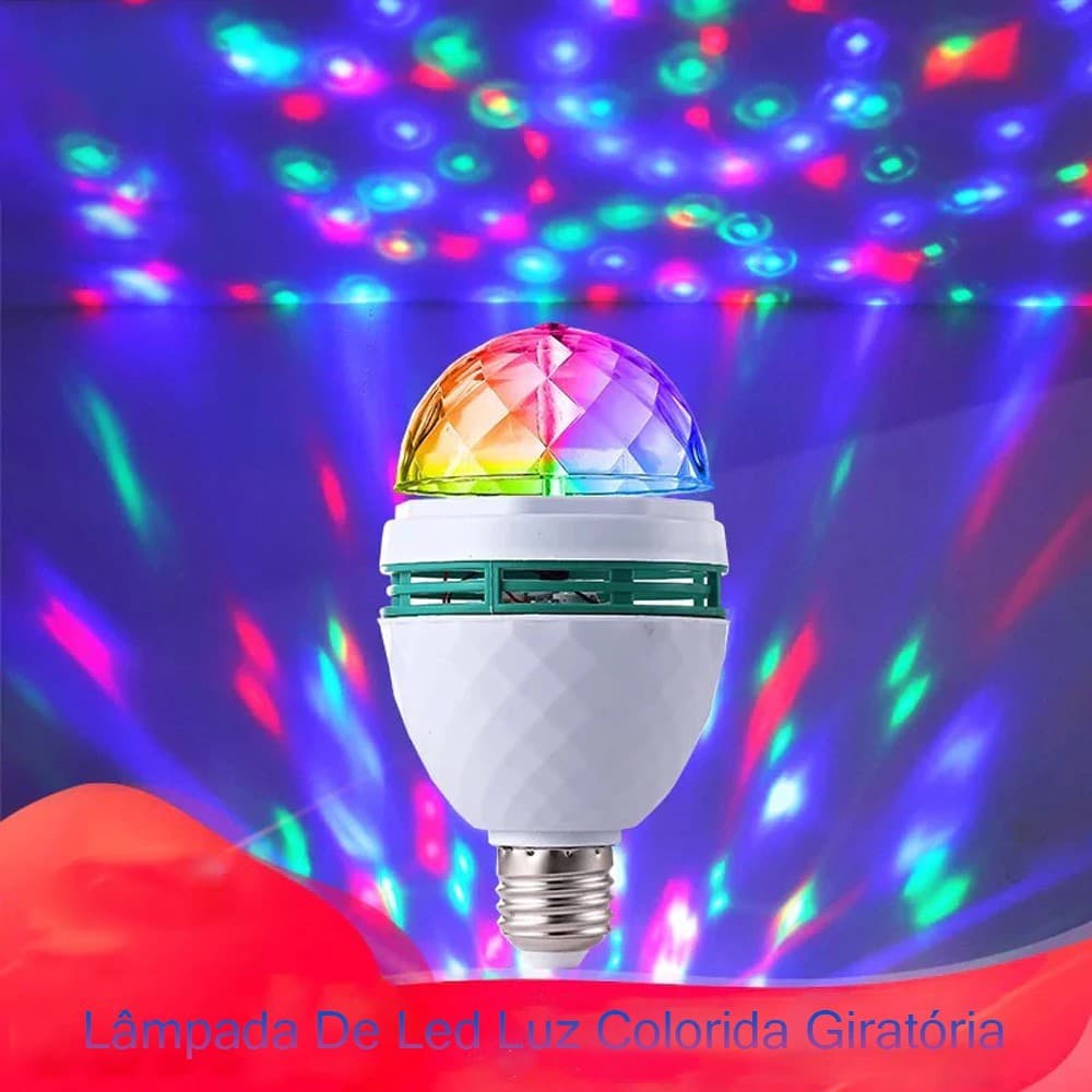 Lâmpada De Led Luz Colorida Giratória Rotativa Maluca Mais Forte Bola Dj Sua Festa Eventos