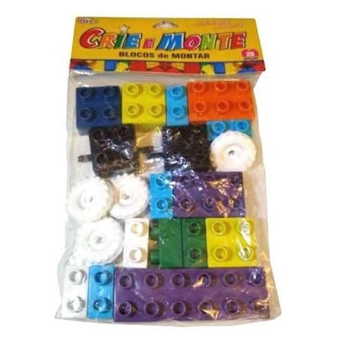 Bloco de Montar com 20 Peças - Jogo Pedagógico Brinquedo Educativo