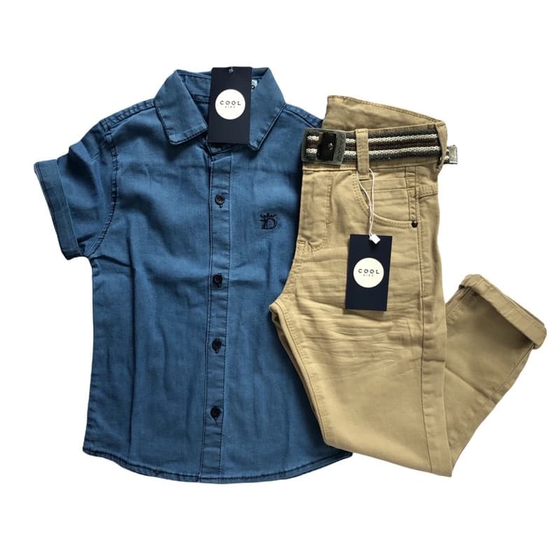 Conjunto jeans Menino Calça jogger Camisa Jeans 1 ao 16anos