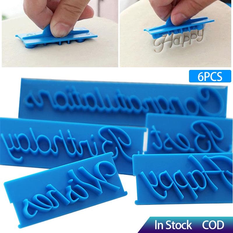 6PCS Molde Com Estampa De Alfabeto Inglês Feliz Aniversário Para Assar Decoração De Bolo/Faça Você Mesmo