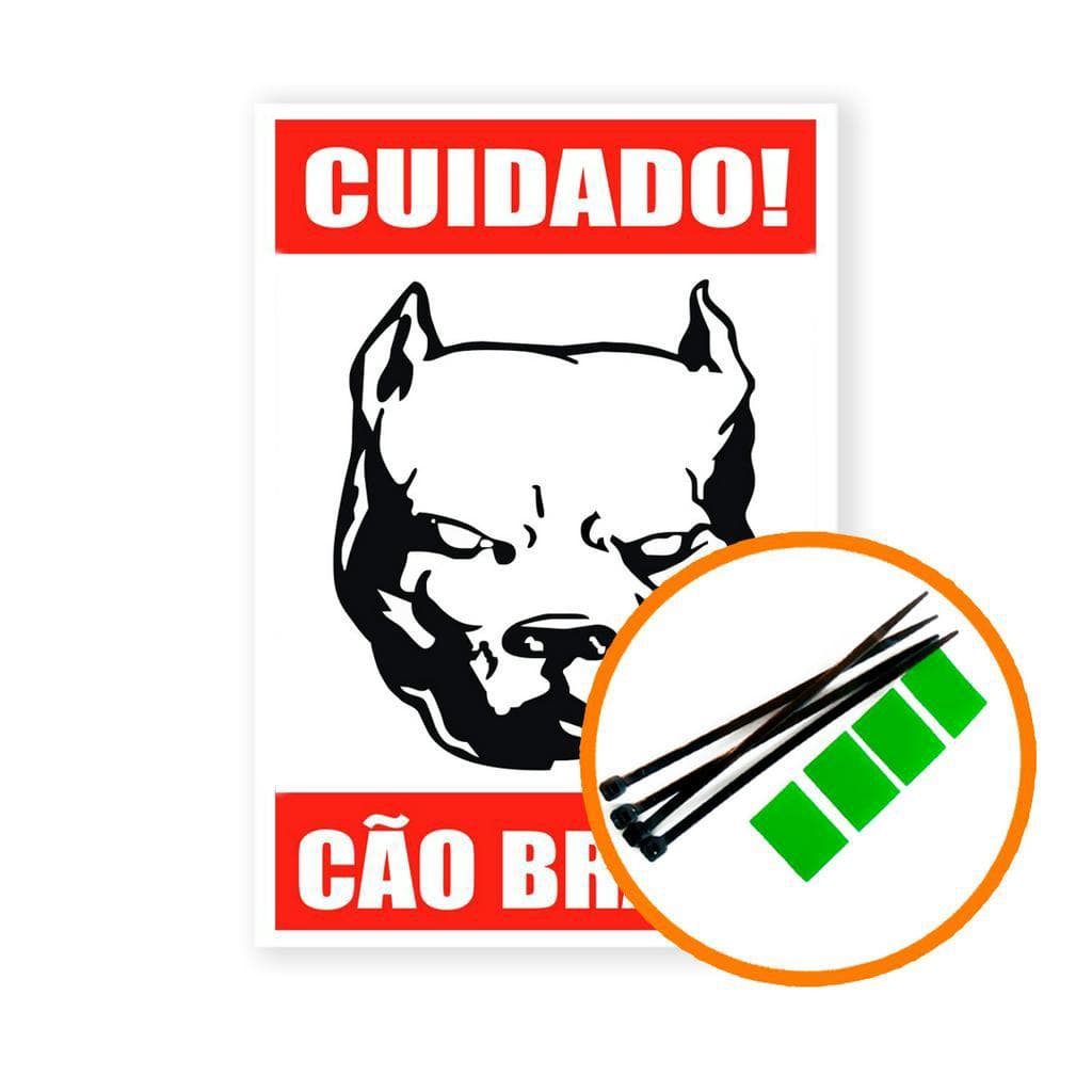Placa de Advertência Cuidado Cão Bravo
