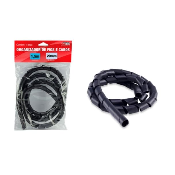 Organizador De Fios E Cabos 1,5 Metros C/ 20mm Preto Forceline