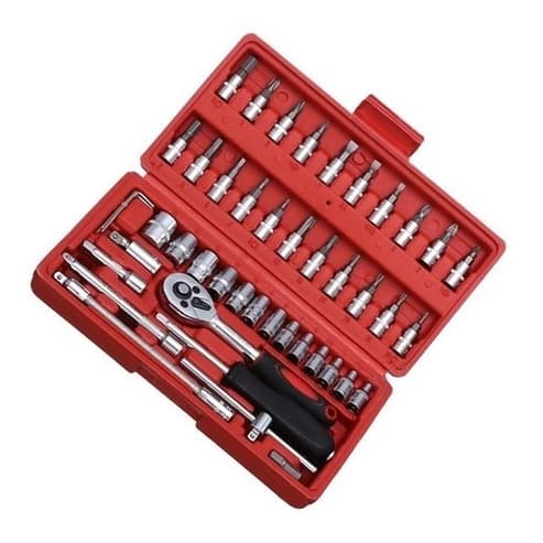 Kit jogo Chave  Soquete De 46 Peças E Conjunto De Haste, chave de carro,chave de moto 11575