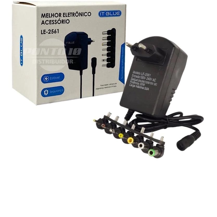 Fonte de Alimentação Universal Regulada 7 Pinos 3V/4.5V/6V/7.5V/9V/12V LE-2561