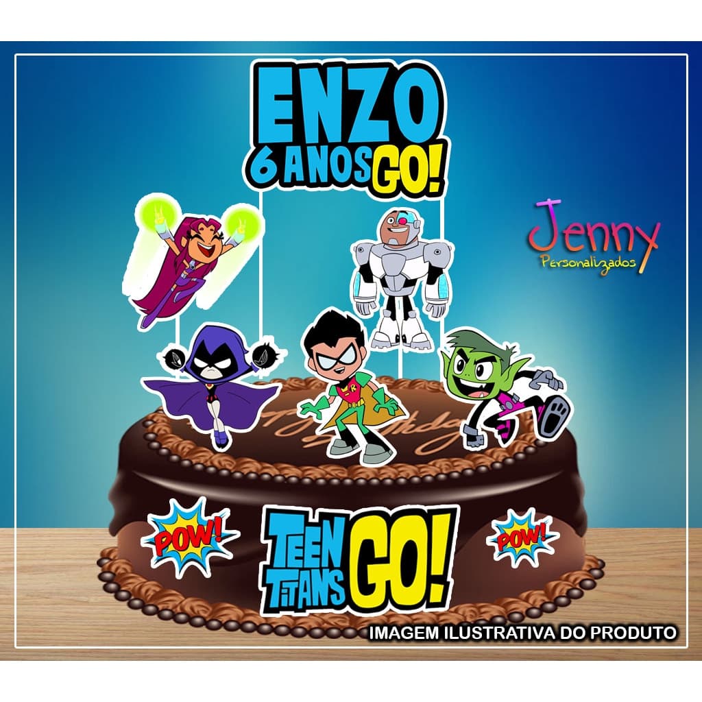 Topo Topper de bolo Jovens Titãns Personalizado