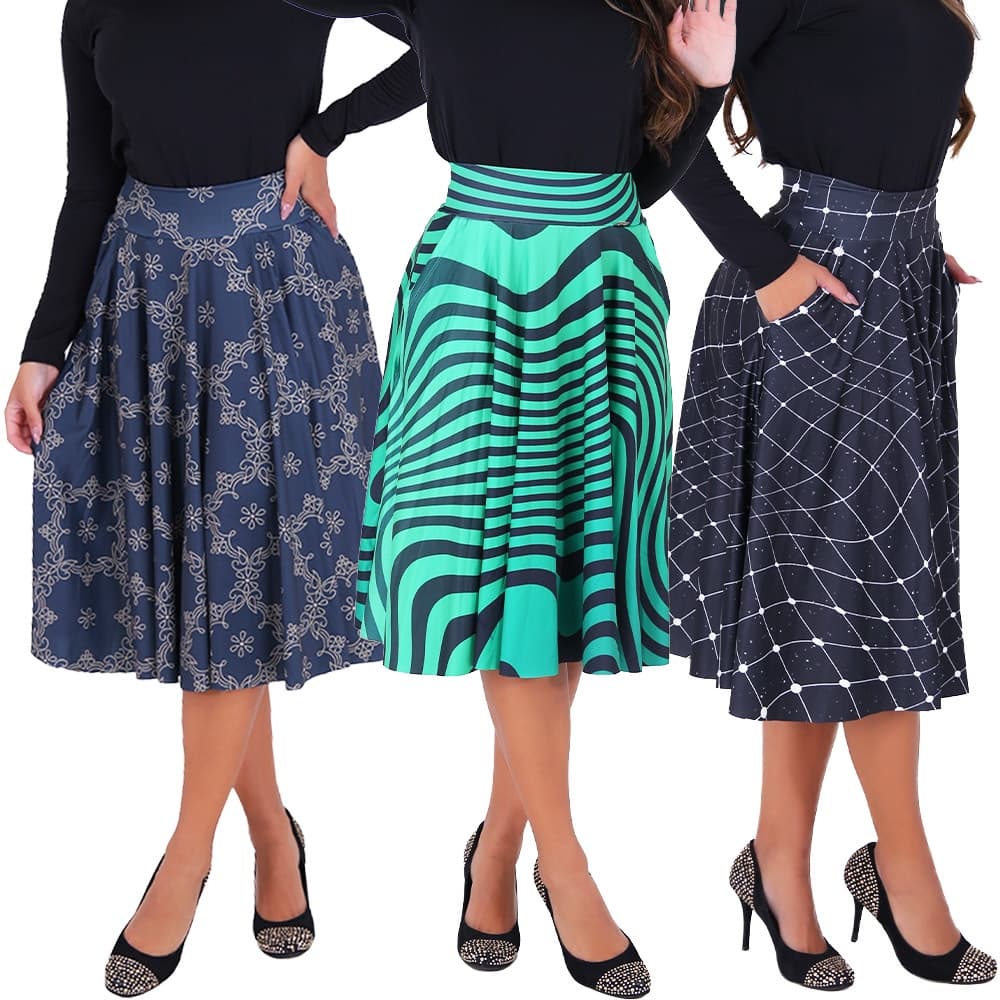 Kit 3 Saias Godê Moda Feminina Evangelica Sublimadas