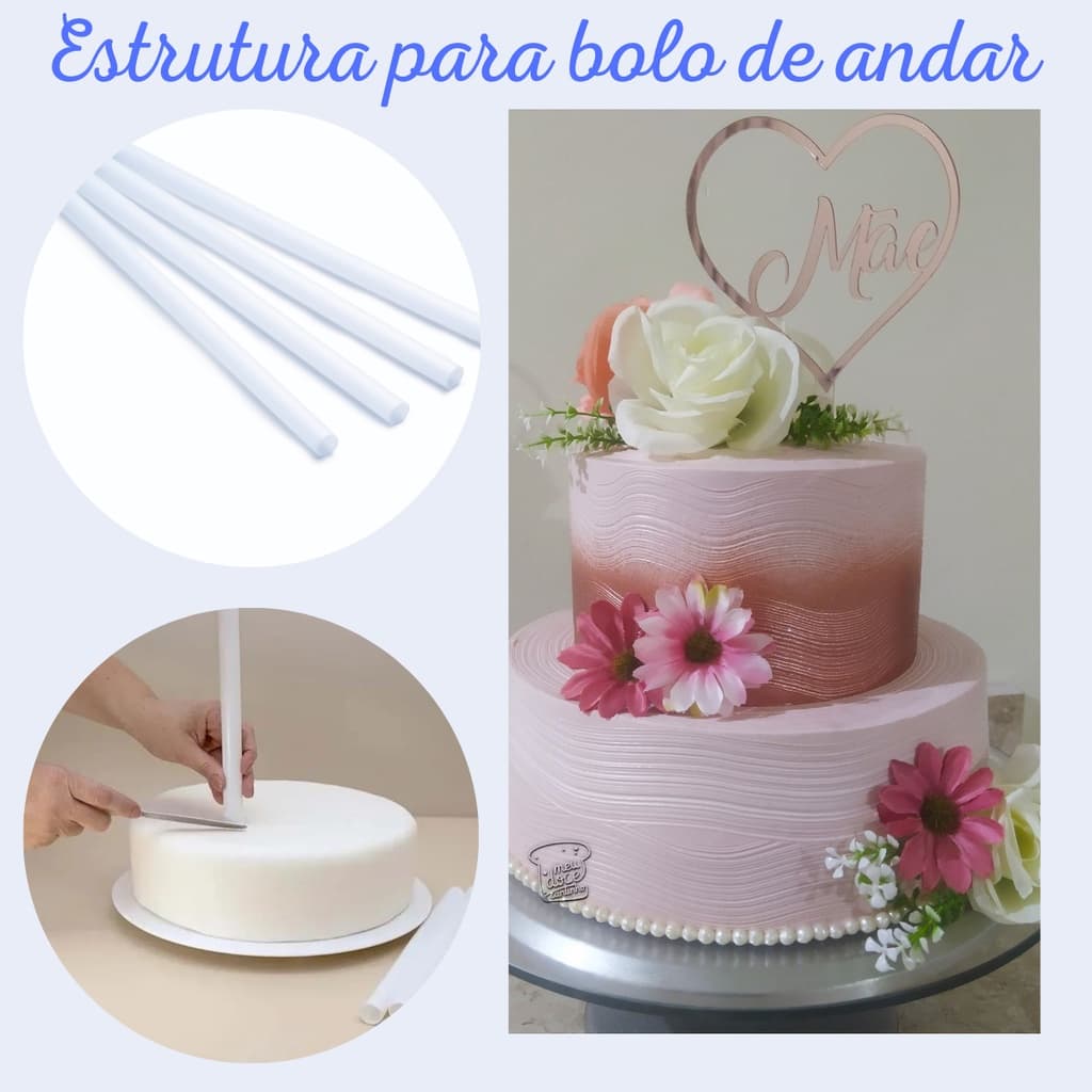 Estaca Tubular Kit com 4 peças Estrutura para bolo de Andar