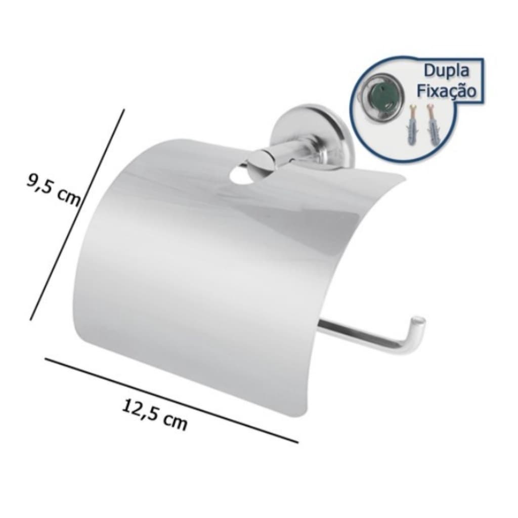 Papeleira Com Tampa Inox- Porta papel Higiênico - Bahneiro