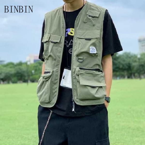 Colete De Carga Masculino Casual Com Bolsos De Alta Qualidade/Camiseta Unissex 5232