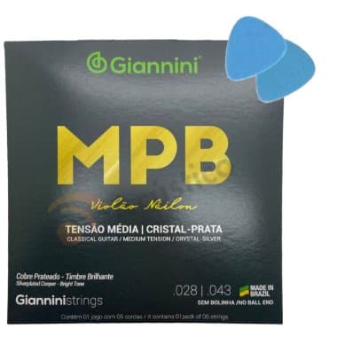 Encordoamento Cordas Giannini Violão Nylon Cristal Prata Mpb