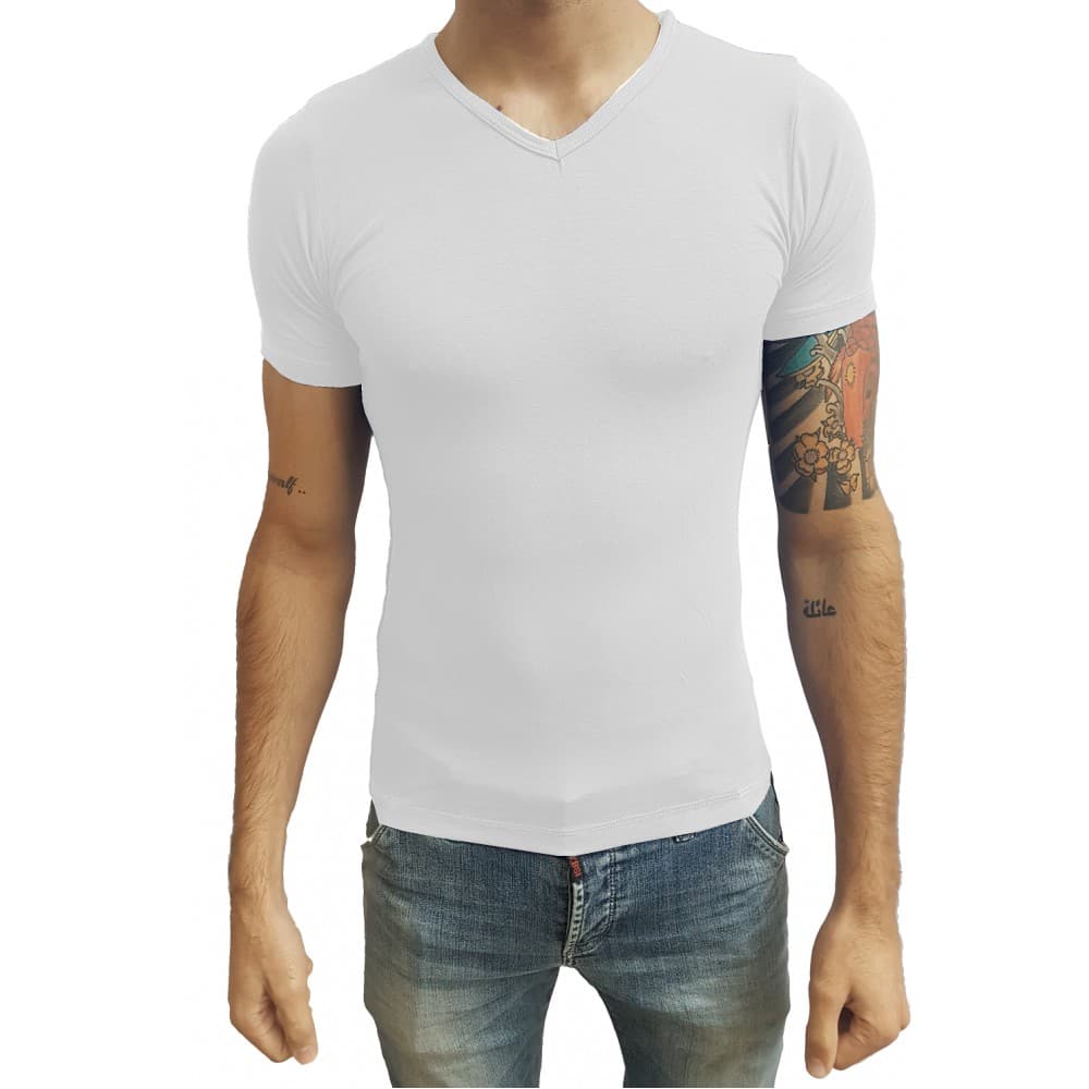 Camiseta Masculina Gola V Vies Manga Curta