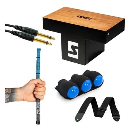 Cajon De Colo Natural ou Preto + Cinto + Shaker 3 em 1 + Vassourinha + Cabo