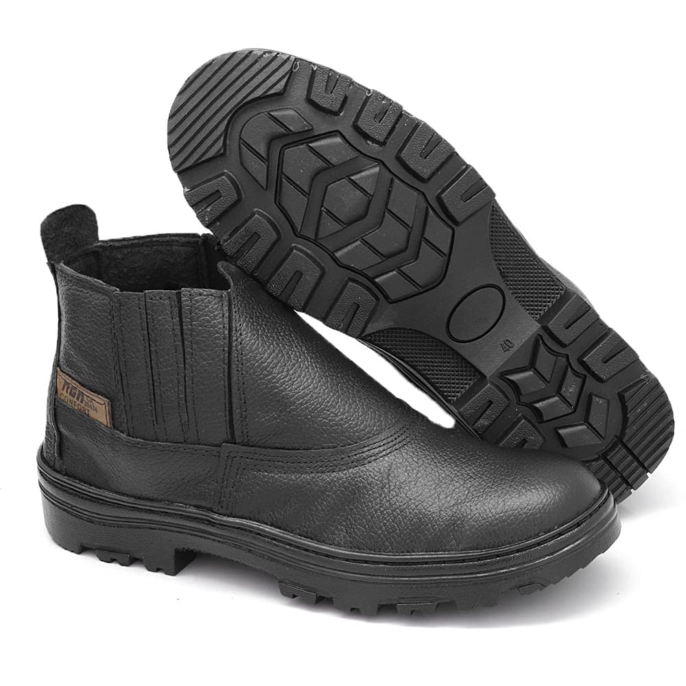Bota de Segurança com CA EPI Couro Legítimo Solado de Borracha Antiderrapante Bico de PVC CallShoes