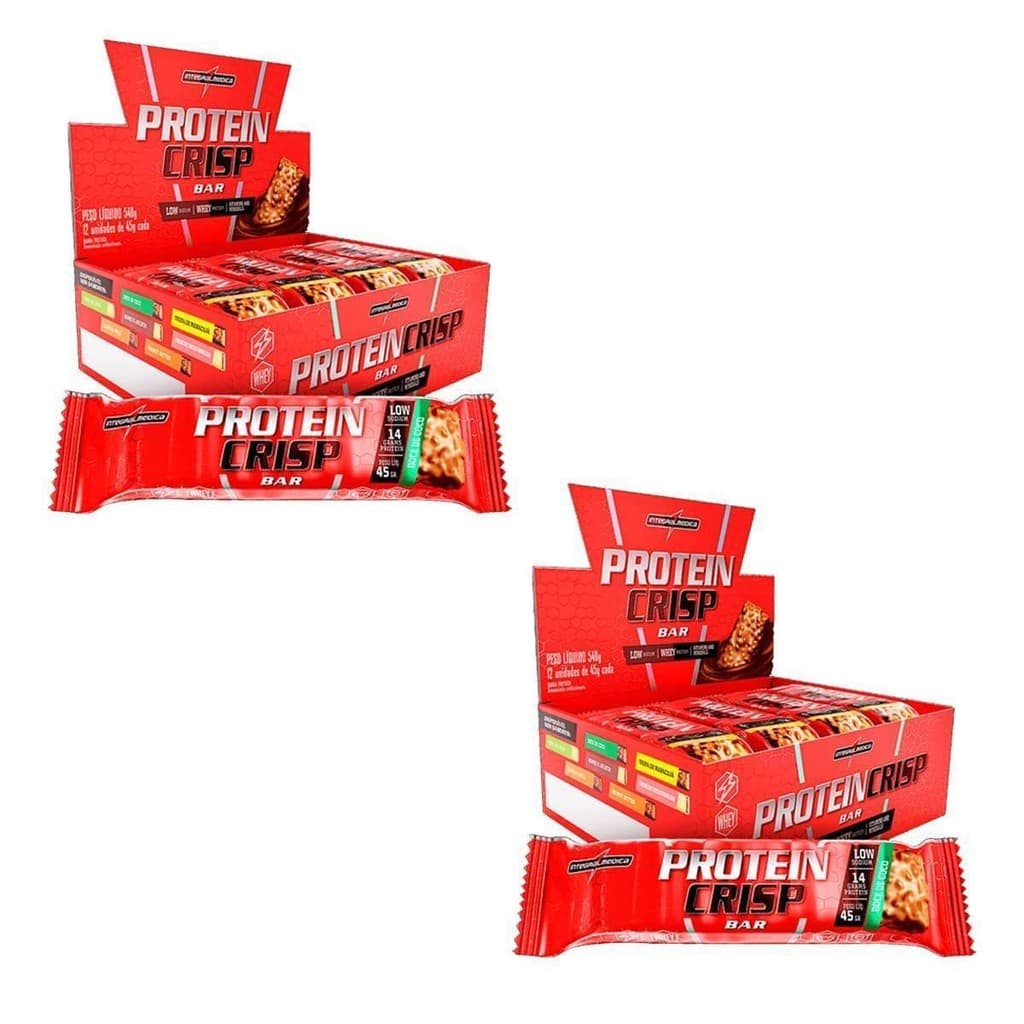 02 caixas Protein Crisp Bar 12 Barra Integral Médica - Todos Sabores