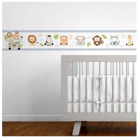 5 Metros faixas decorativas Infantil Bebê Papel Parede Safari Animais Star = 74