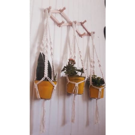 Suporte de plantas para vasos e flores, para pendurar feito de macramê