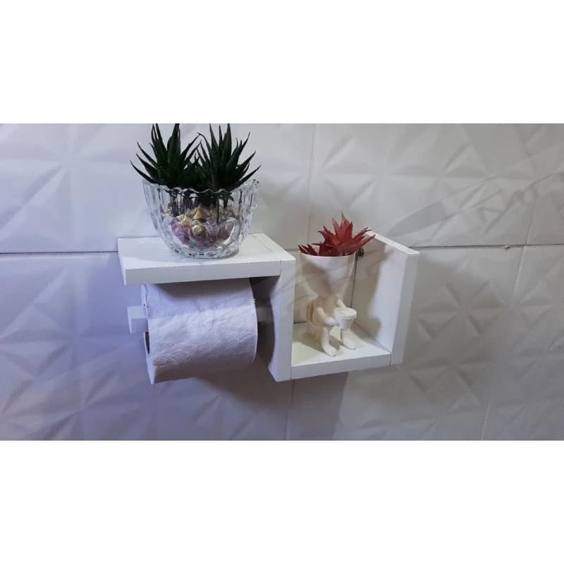 Suporte Papel Higiênico com prateleira auxiliar 100%MDF