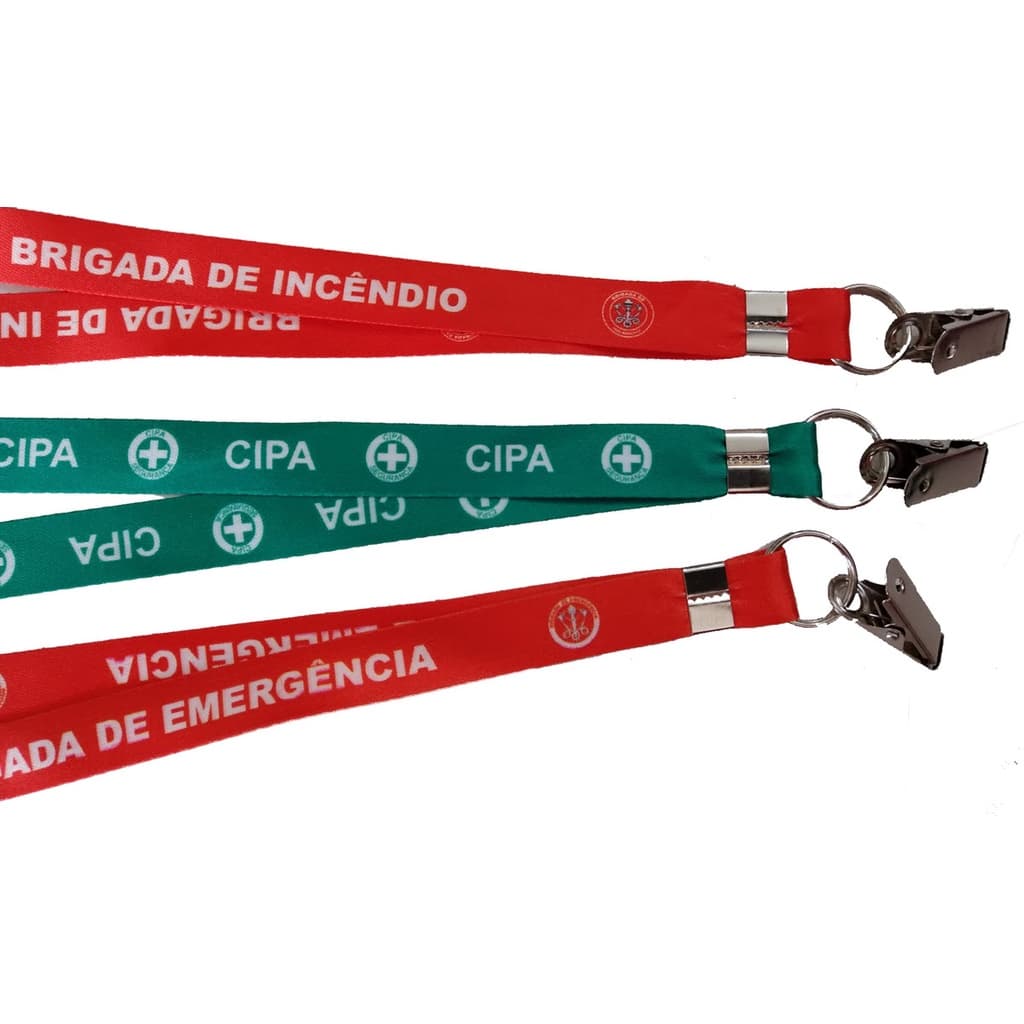 Cordão Porta Crachá, Brigada de Incêndio, Emergência ou CIPA (com trava e presilha)