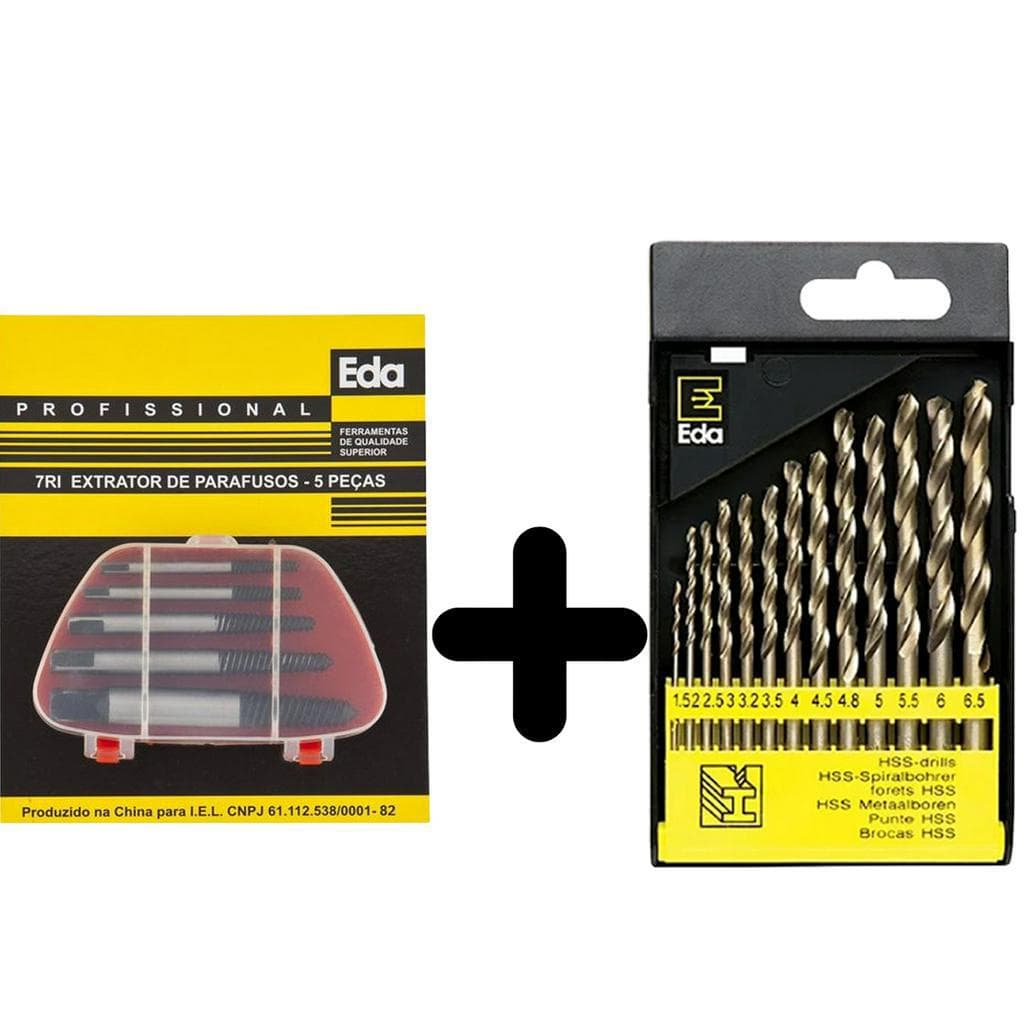 Kit Saca Parafuso Quebrado + Jogo De Brocas Em Aço Rápido