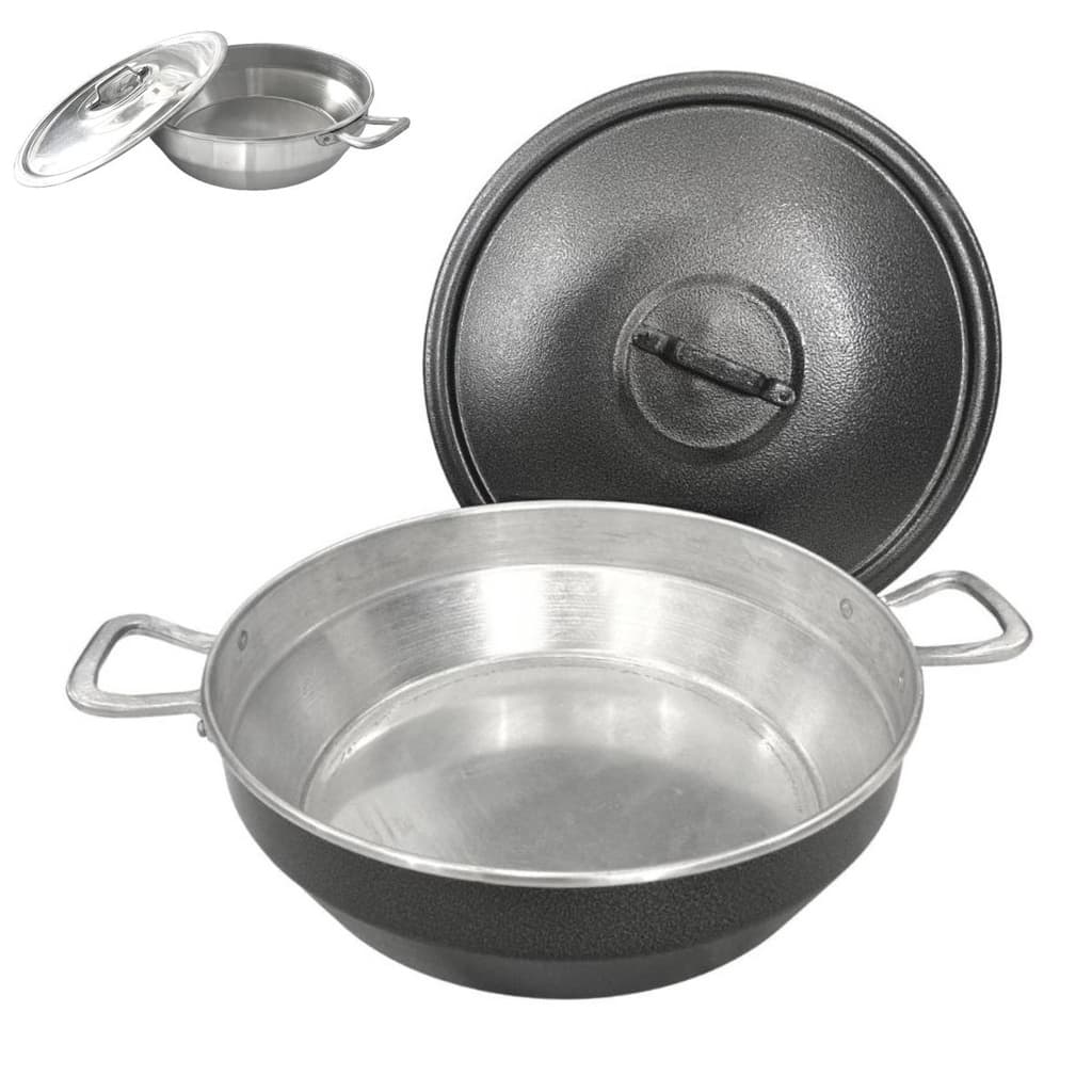 Tacho Alumínio Com Tampa N 32 Frituras Batata Frita Pastel Salgado Camarão Moqueca Acarajé