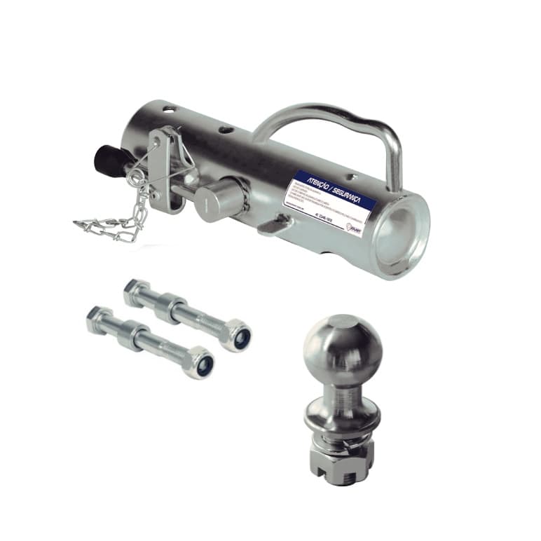 Trava De Engate Tubular Munhão Munheca Carretinha Reboque Com Esfera Bola Engate 50mm