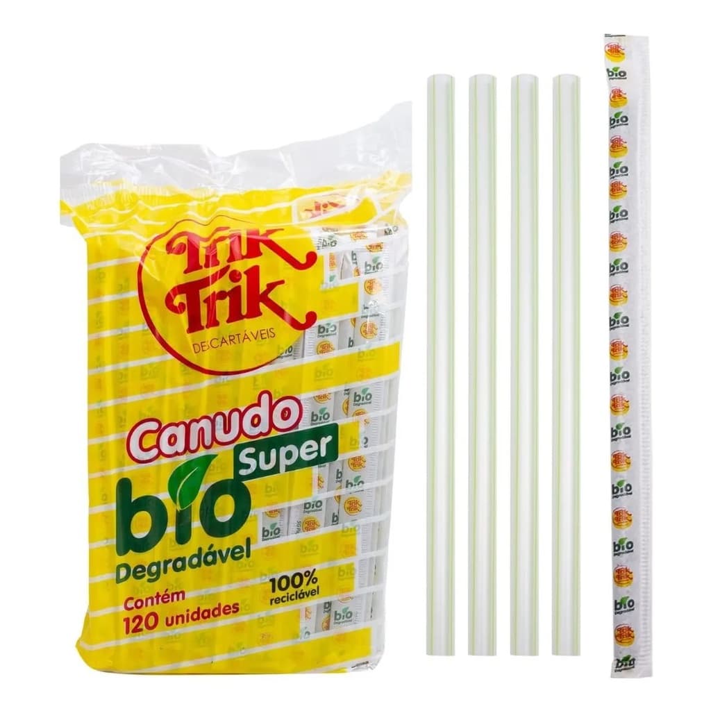 Canudo Super Biodegradável Grosso 10mm 1200 unidades