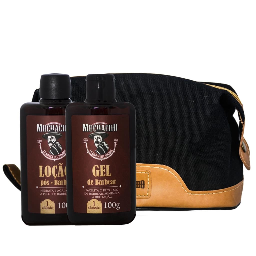 Kit Gel de Barbear + Loção Pós Barba Muchacho Classic + Necessaíre Muchacho Monterrey