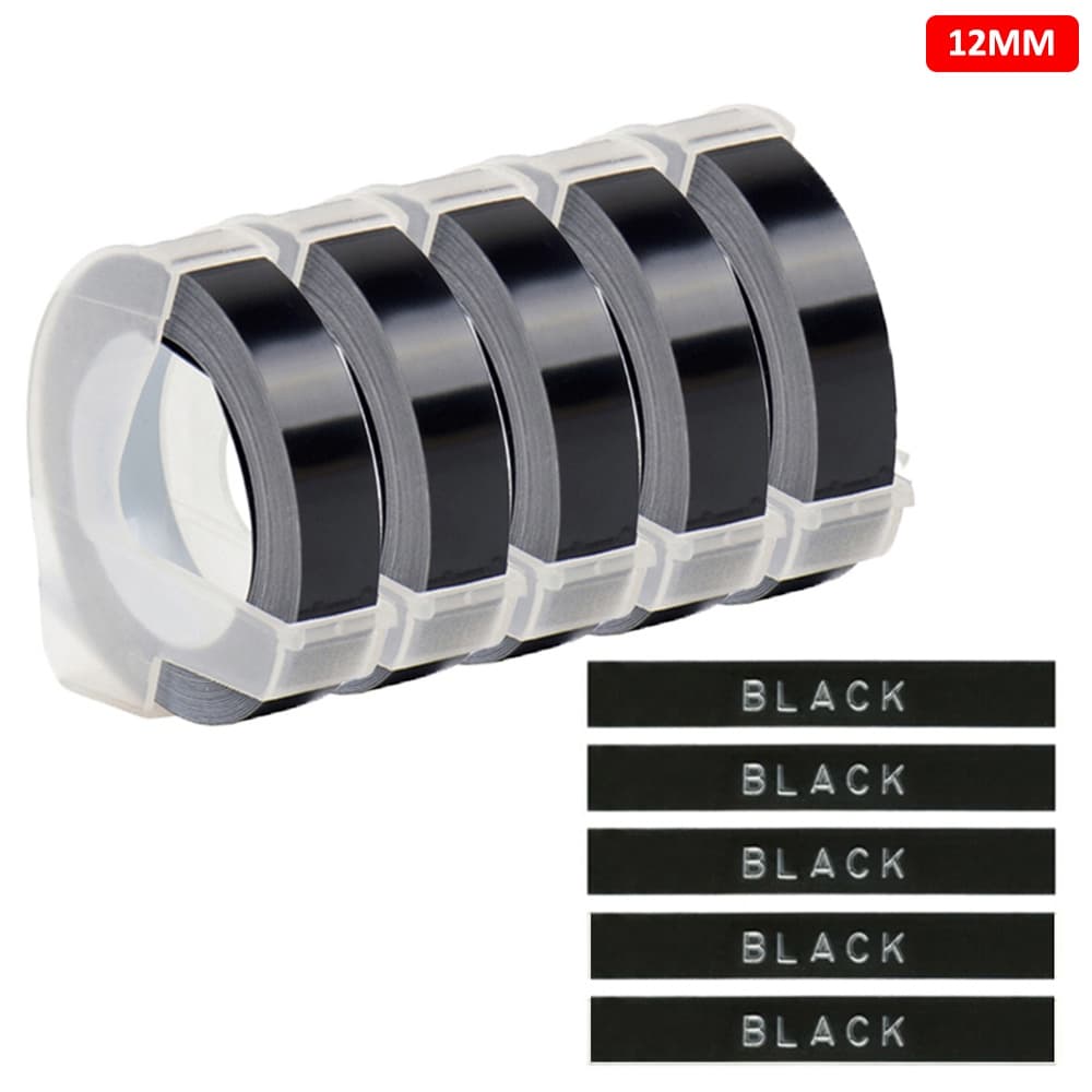5 Rolos De Fita Em Relevo De 12 Mm Compatível Com Dymo 3D De Gravação De Plástico Para Fabricante De Etiquetas