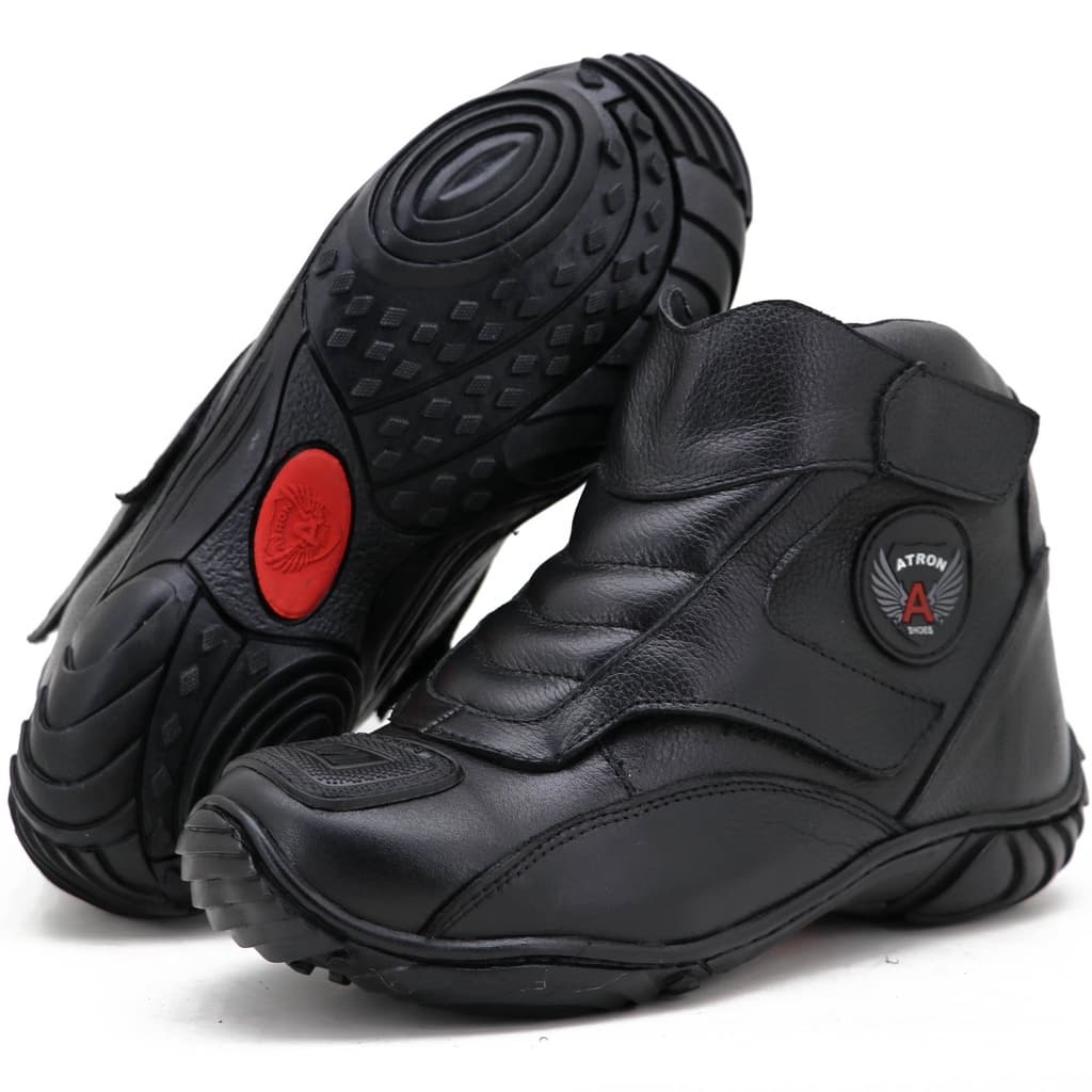 BOTA MOTOCICLISTA CANO CURTO COURO 270 KM PRETO