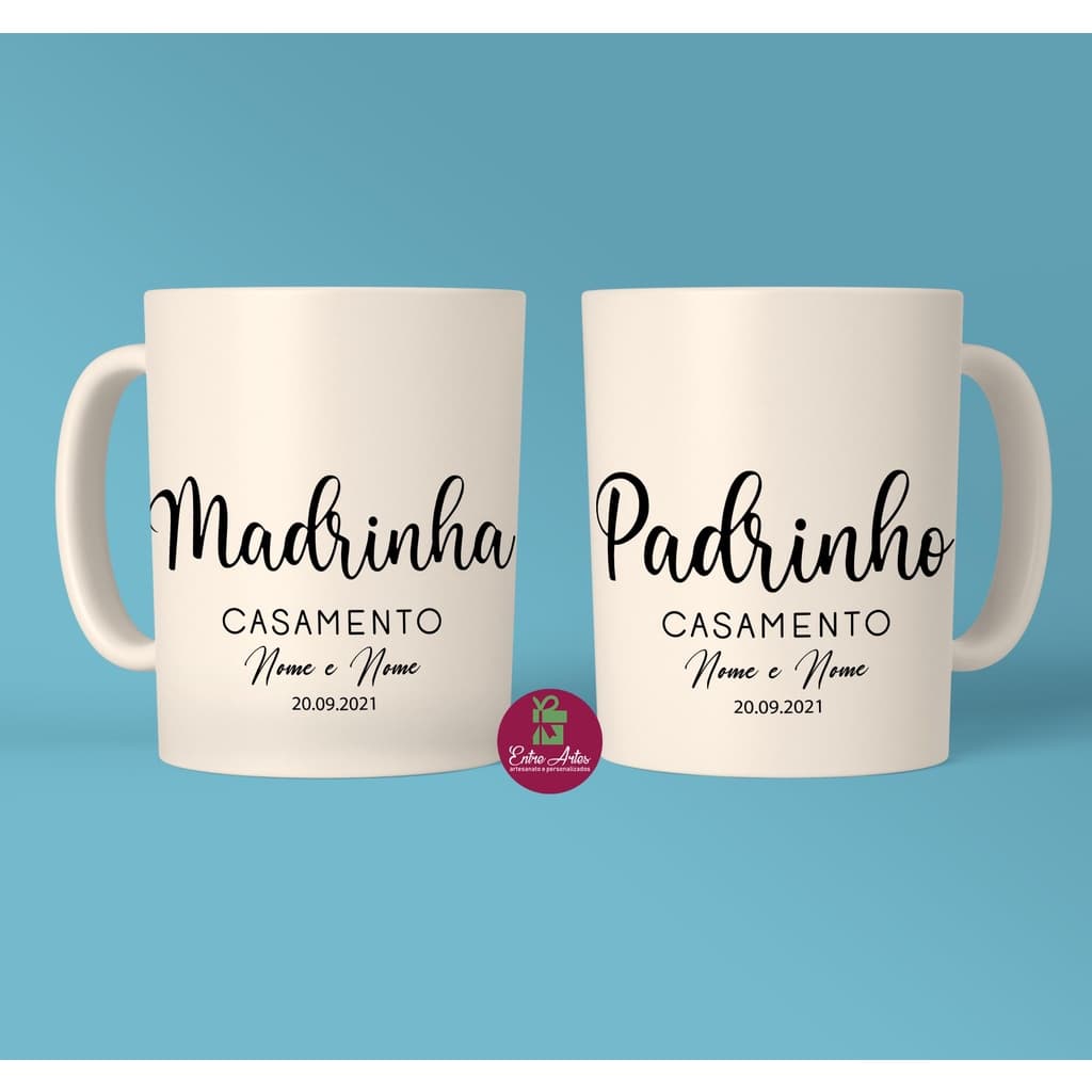 Caneca de casamento lembrança padrinhos porcelana- OFERTA