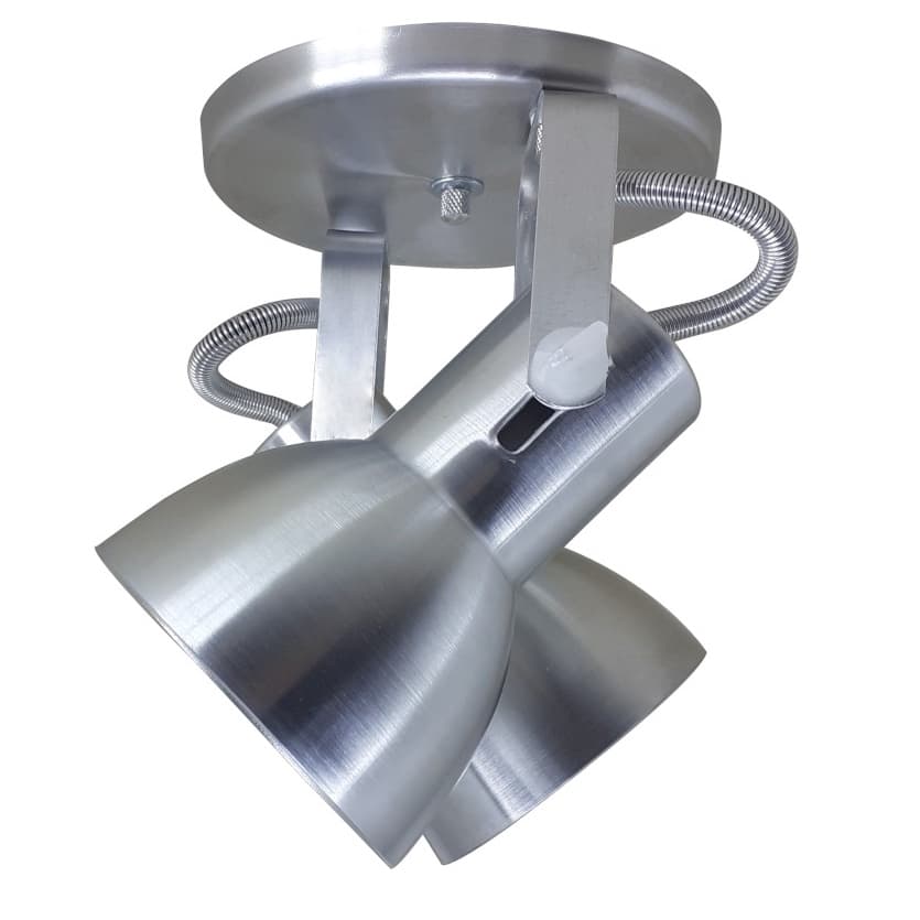 Spot em Aluminio De Sobrepor Duplo 2 Lampadas E-27 Preto Branco Escovado