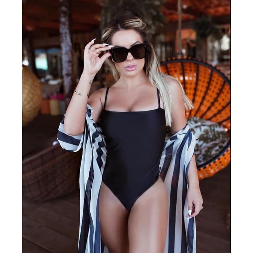 Body Bori Alça Reto Bojo Colan Maiô Praia Piscina Verão Moda Tendência Glamour Blogueira Preto