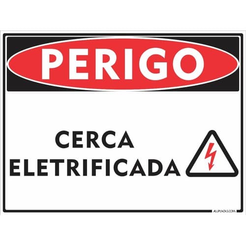 2 Placas Perigo Cerca Eletrificada 40x30cm Alumínio