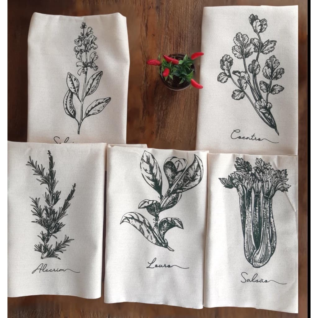Kit 10 Panos de prato cru grande 45x72 cm estampado 100% Algodão moderno minimalista rustico
