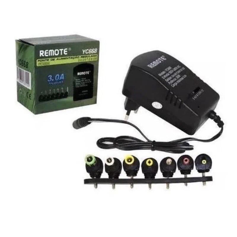 Fonte de Alimentação Universal 3.0A Regulável sys668 com 6 plugs 30W conversor 6 voltagens
