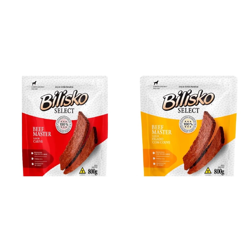 2 Bifinhos Bilisko 800g para cães ( 1 carne / 1 fígado )